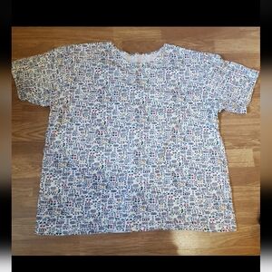 Vintage 80s/90s White Floral & Fruit Printed Tshirt 2X